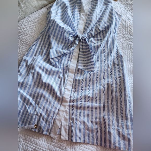Eliza J Blue and White Buttoned Sundress - Picture 13 of 16